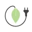 Icon showing a green leaf connected to an electrical plug, representing energy efficiency in Adelaide.