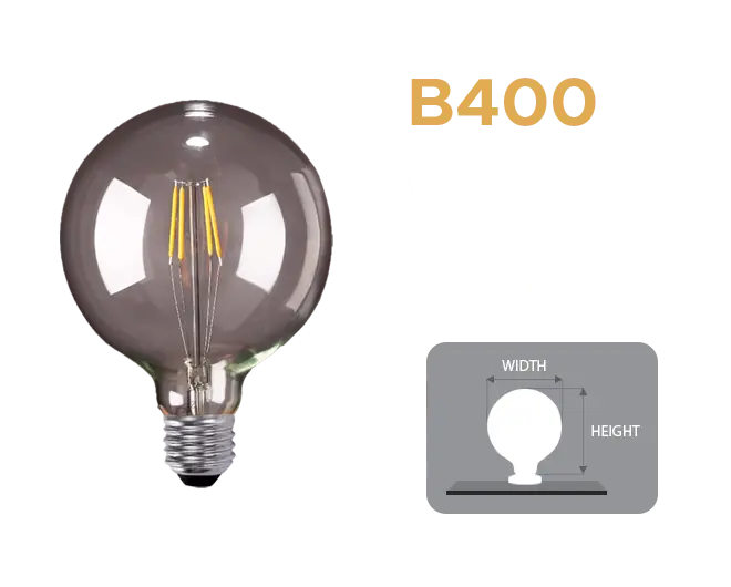 Specifications of B400 Hollywood Bulb for lighted mirror made of hardware and glass materials