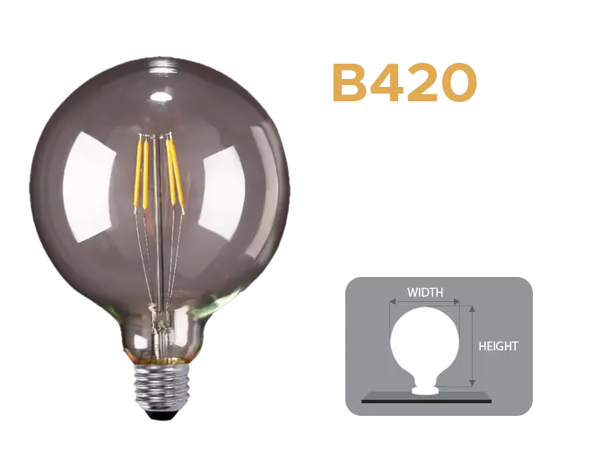 Specifications of B420 Hollywood Bulb for lighted mirror made of hardware and glass materials