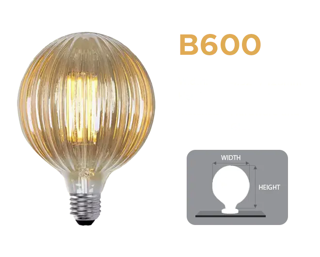 Specifications of B600 Hollywood Bulb for lighted mirror made of hardware and glass materials