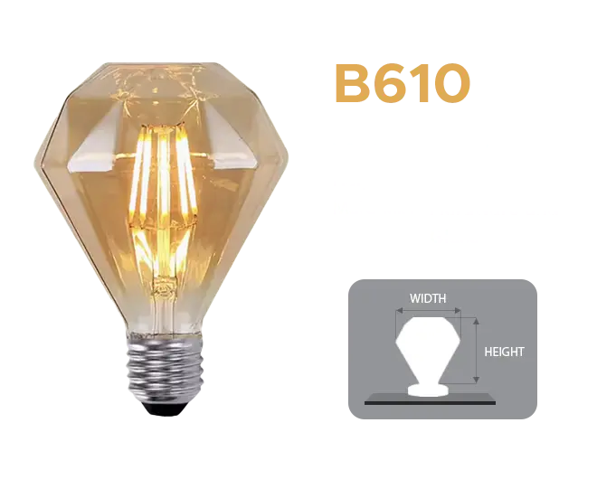 Specifications of B610 Hollywood Bulb for lighted mirror made of hardware and glass materials