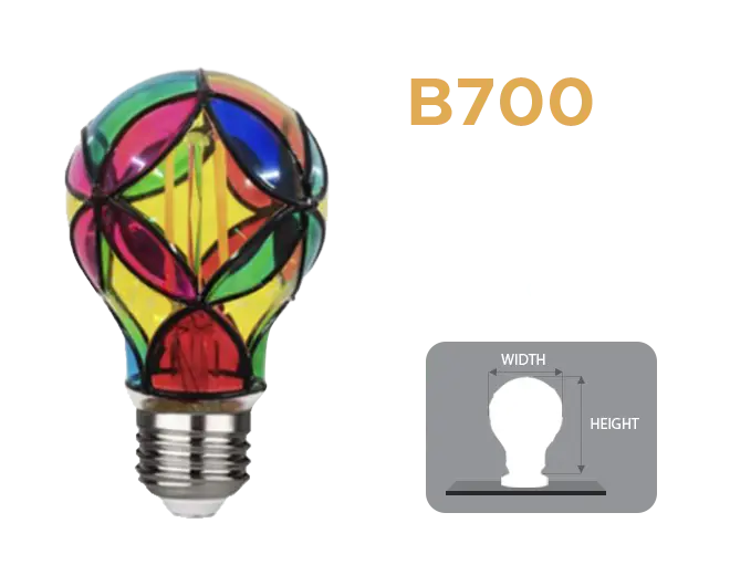 Specifications of B700 Hollywood Bulb for lighted mirror made of hardware and glass materials