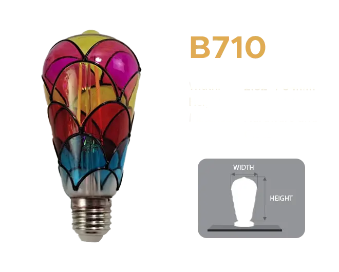 Specifications of B710 Hollywood Bulb for lighted mirror made of hardware and glass materials