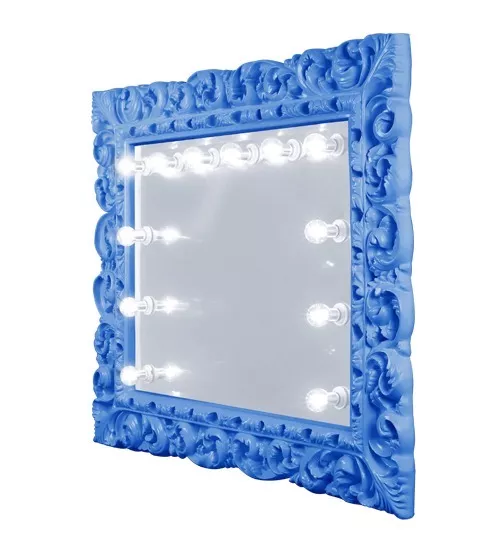 Queensland landscape framed mirror in blue color with light bulbs mirror.