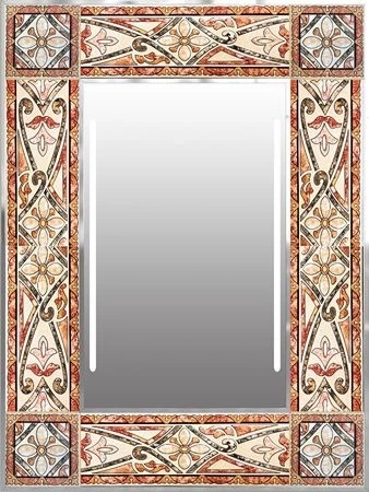 Mallorca Mediterranean frame of a lighted mirror with an intricate ceramic design in Canberra.