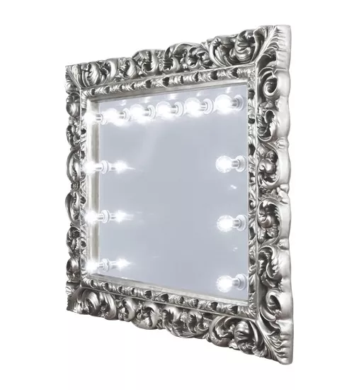 Lighted mirror with unique silver frame in Canberra.