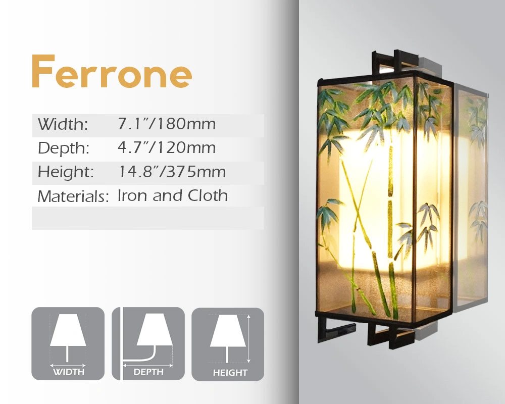 Ferrone LED miror lamp with dimensions and materials in Wellington.