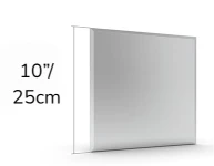 Square-shaped mirror with its dimensions.