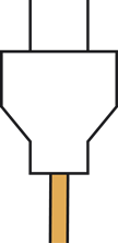 Electrical plug, used for connecting devices to a power source.