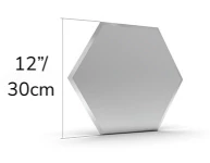 Hexagon-shape mirror with its dimensions.