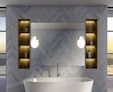 A preview of sophiscated Hobart bathroom with a Palidano LED mirror Lamp.