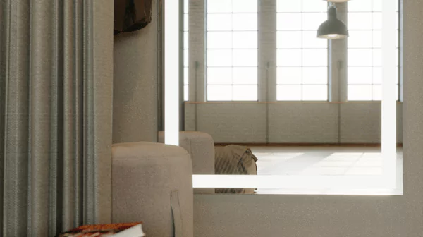 An icon of well-illuminated mirror reflecting a room with a couch and a chair in Brisbane.