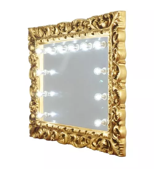 Illuminated landscape baroque mirror with a golden frame and captivating lights in Melbourne.