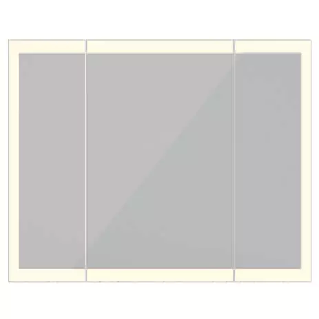 Dual-panel white and gray frame showcasing lighted mirror in Darwin.