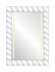 Rectangular mirror with a unique frame icon.