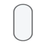 Icon of an oval-shaped lighted mirror on a white surface.