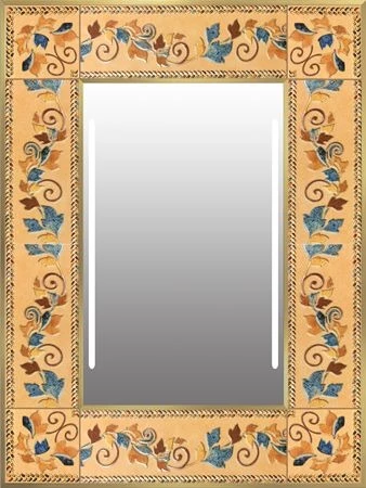 Victoria Calafat frame with decorative floral-framed design lighted mirror.