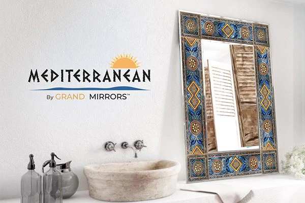 Sardinia framed lighted mirror set beside an antique style washbasin in Darwin.