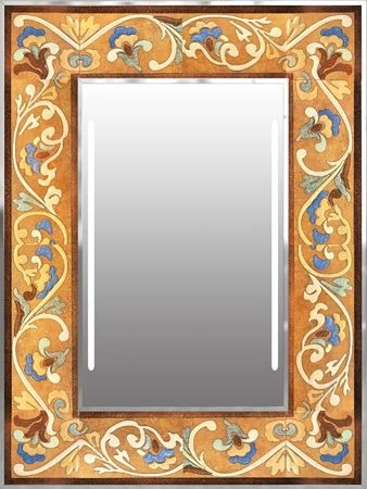 Seuca frame in an illuminated mirror with colorful flower designs in Melbourne.