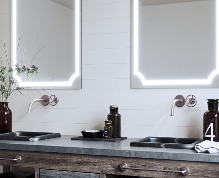 LED mirror backlit for a bathroom