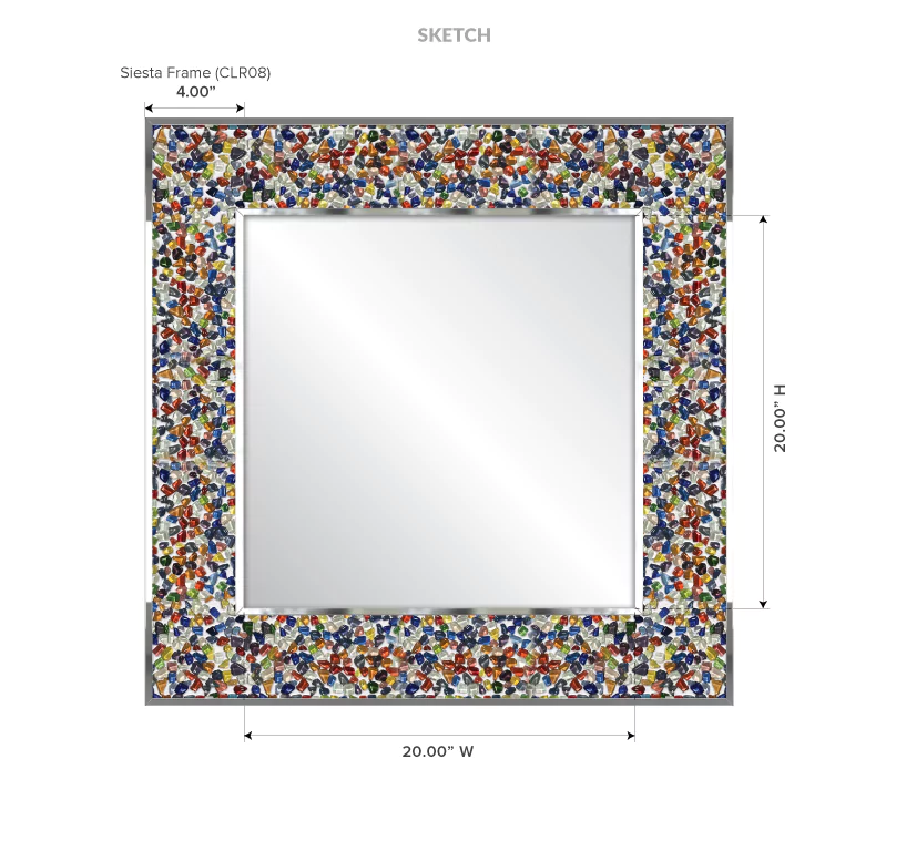 Drawing of a trifold mirror with its measurement and dimension in Newcastle.