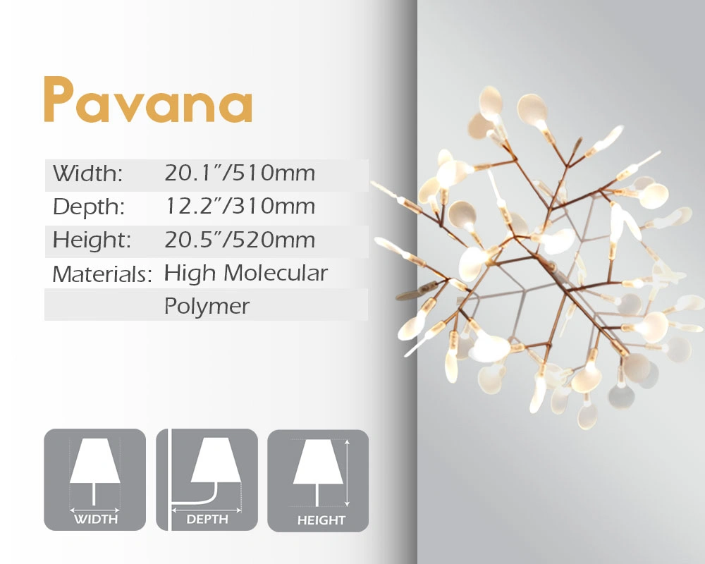 Pavana mirror lamp, with its width, depth, and height, is made of a high-molecular polymer.