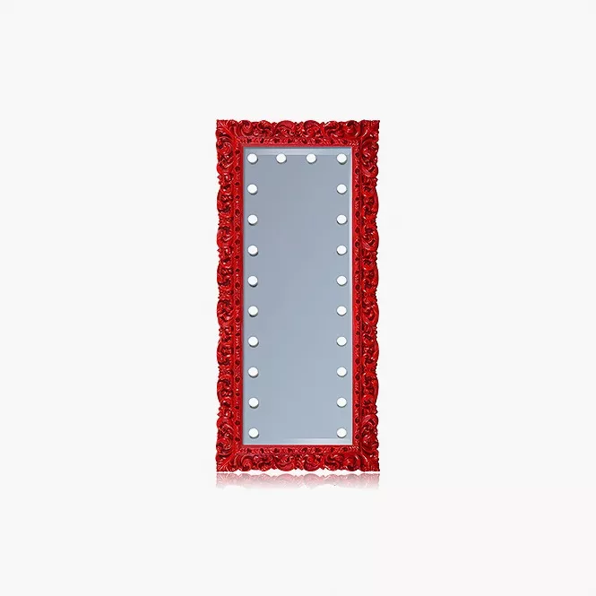 Exquisite full length lighted mirror with red baroque frame design in Wellington.