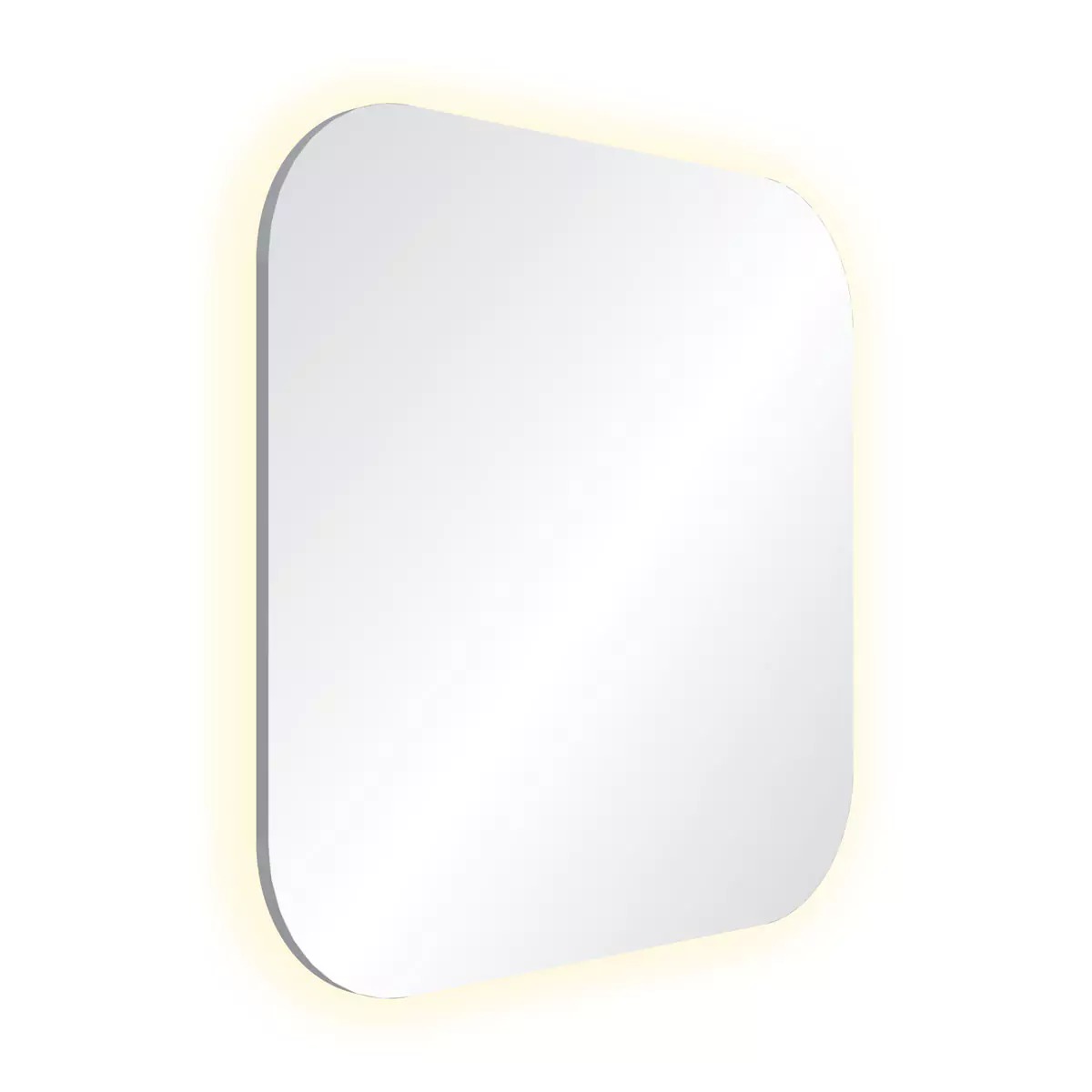 A square backlit mirror with a glowing light on its surface in Adelaide.