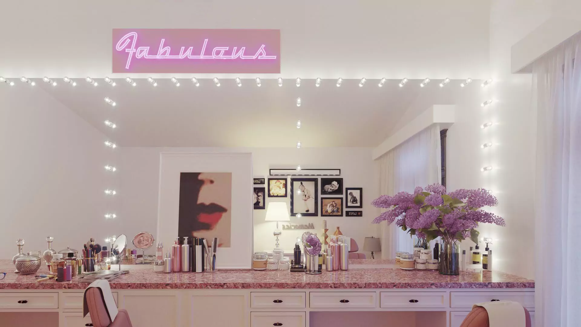 Fabulous makeup vanity with a Hollywood lighted mirror in Queensland.