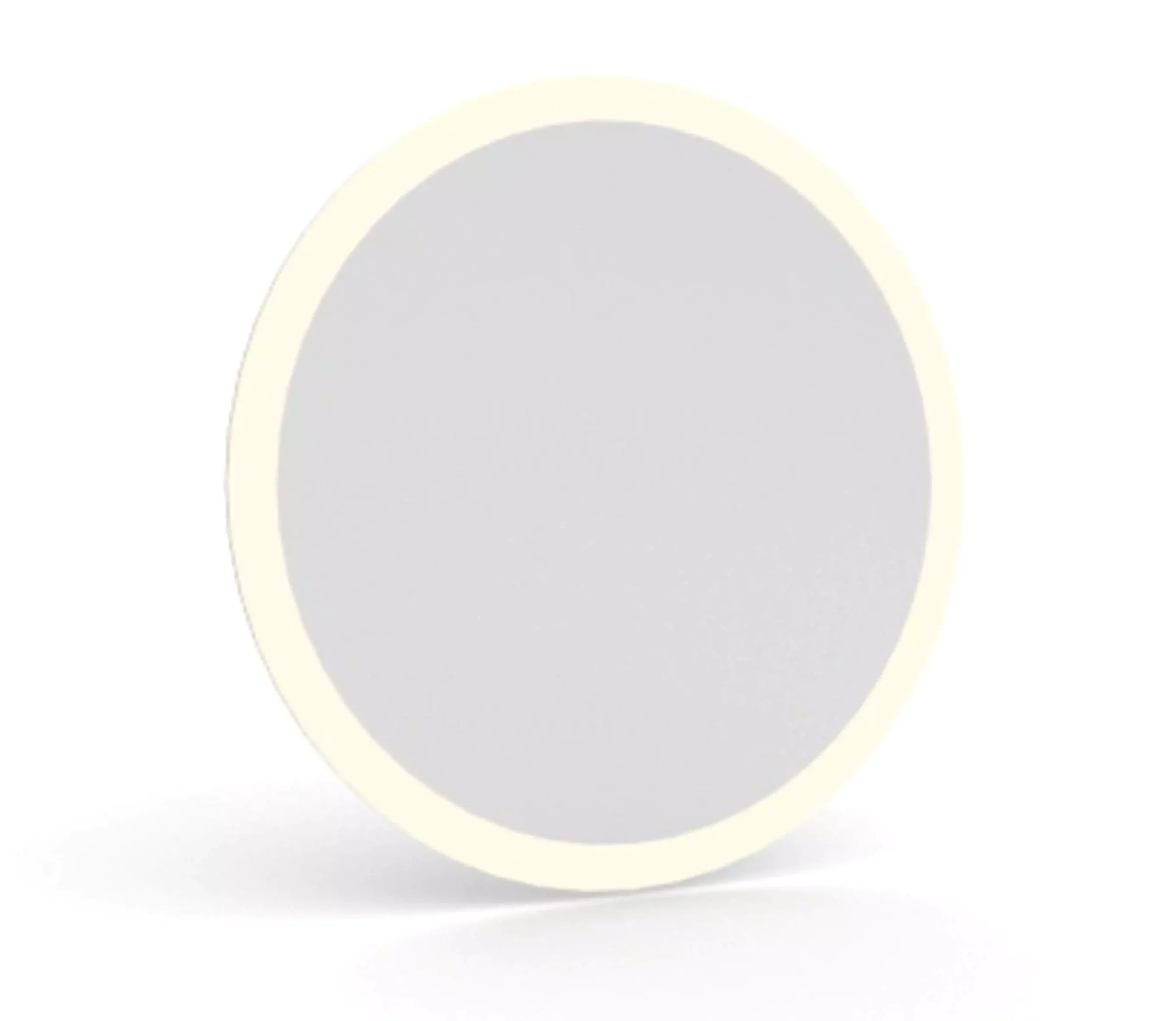 Round lighted mirror against white backdrop in Brisbane.