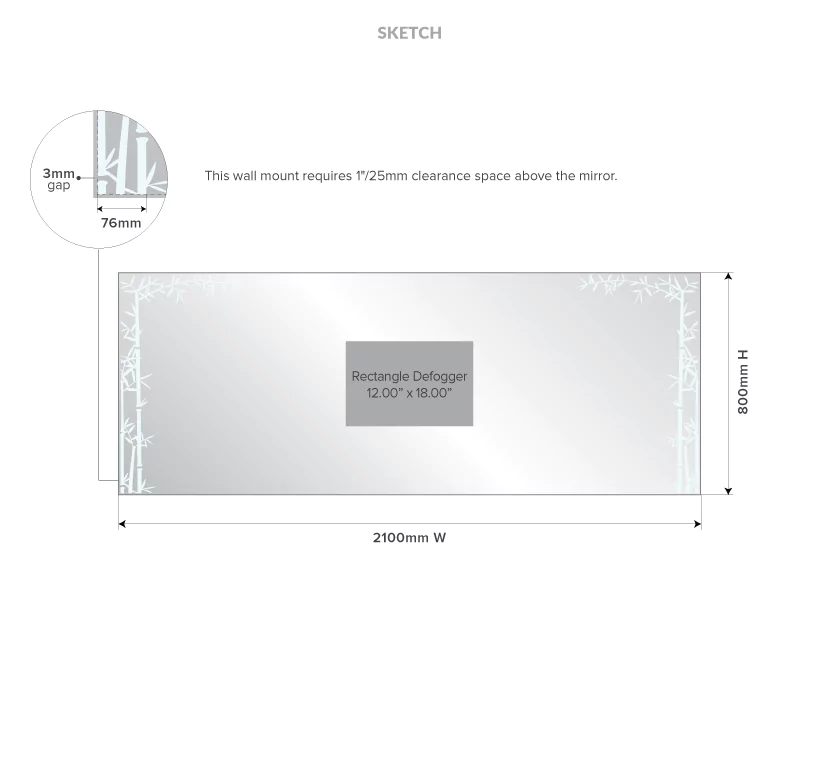 Sketch of a mirror with an arched black stainless steel frame in Sydney.