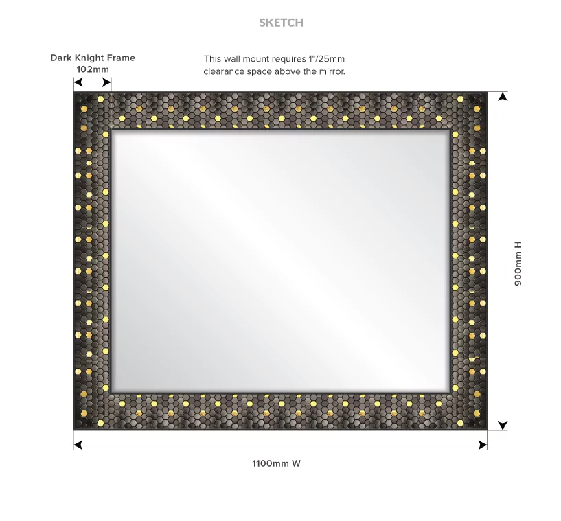 Sketch of Dark Night frame with its detailed measurement in Sydney.